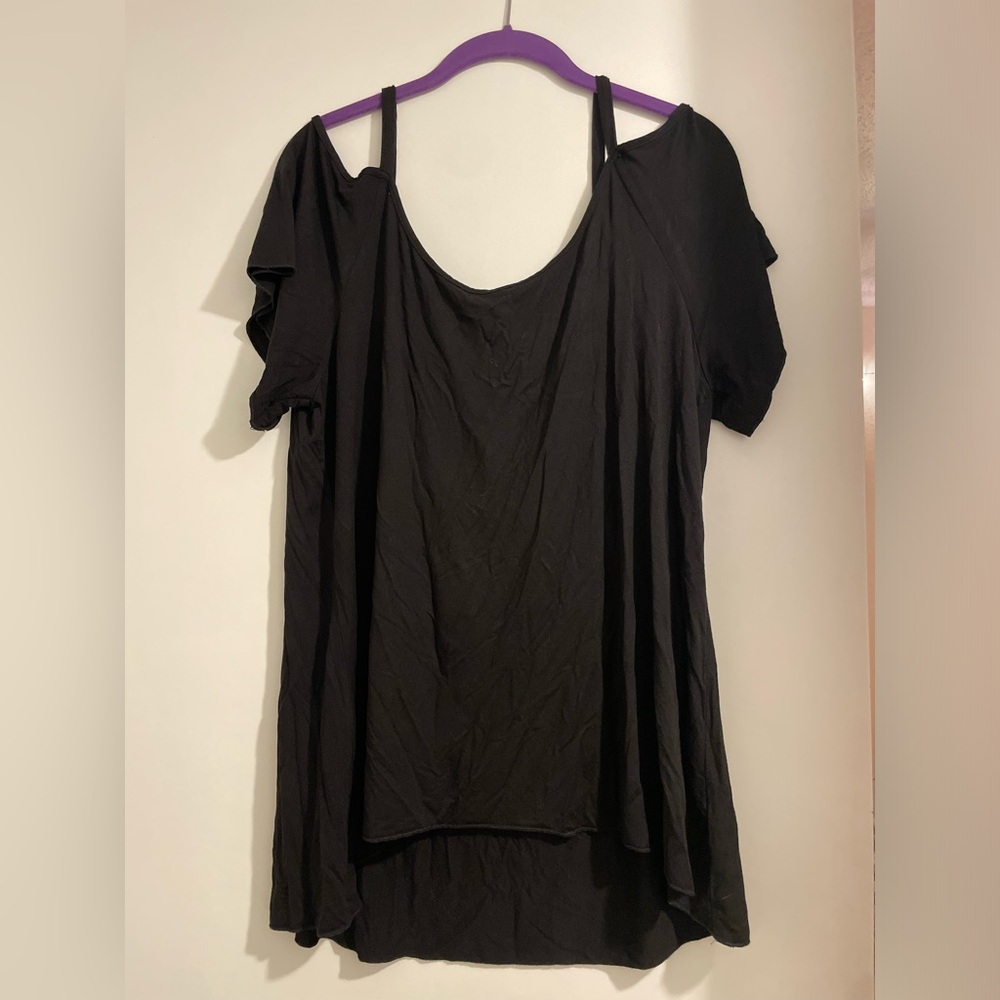 Boston Proper Black Cold Shoulder Blouse